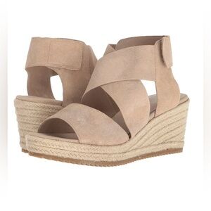 Eileen Fisher Willow 3 Women’s Metallic Tan Wedge Sandals Size 7.5 Ankle Strap